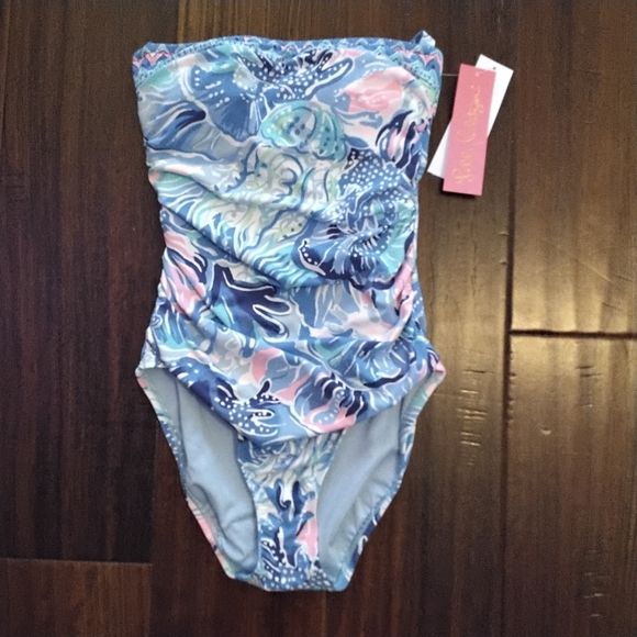 🎉HP🎉 NWT Lilly Pulitzer Justina One Piece Swimsuit Saltwater Blue - Sz 0 - Picture 7 of 12